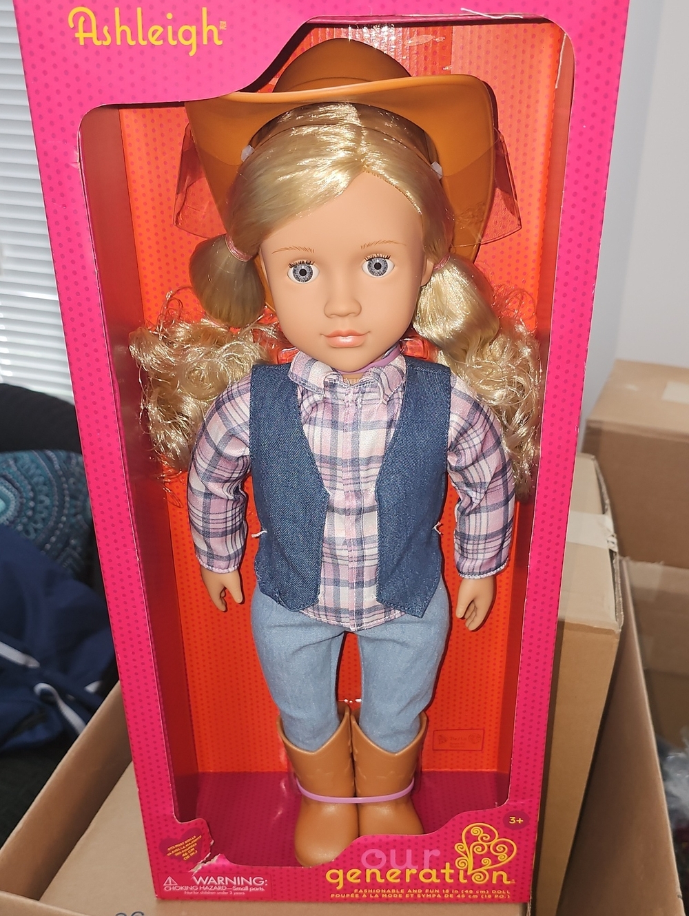 Our Generation Blonde Cowgirl Doll - Pink Plaid Outfit